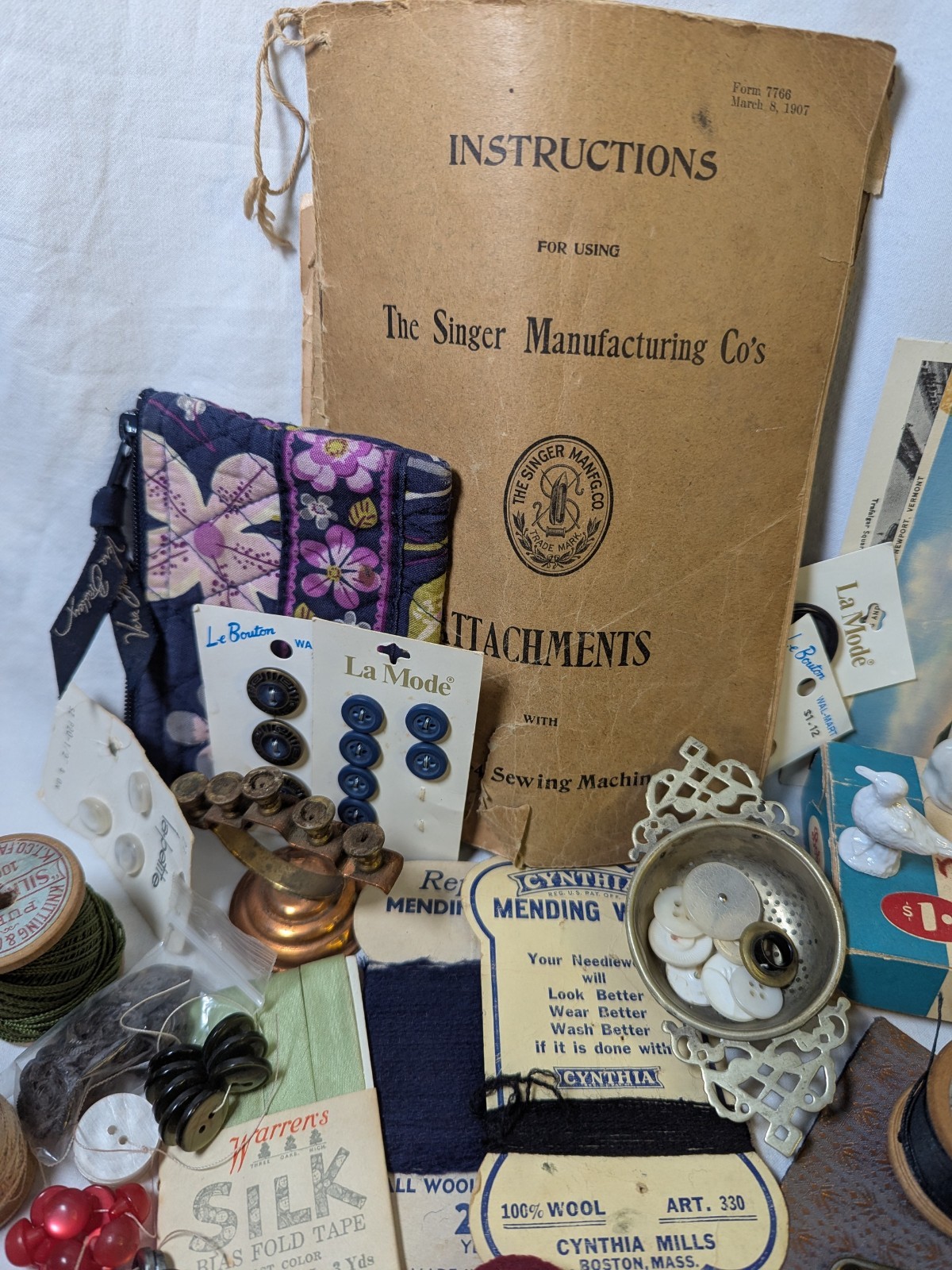 Huge Vtg Sewing Estate Junk Drawer Lot Singer MCM Black Panther Buttons Figures
