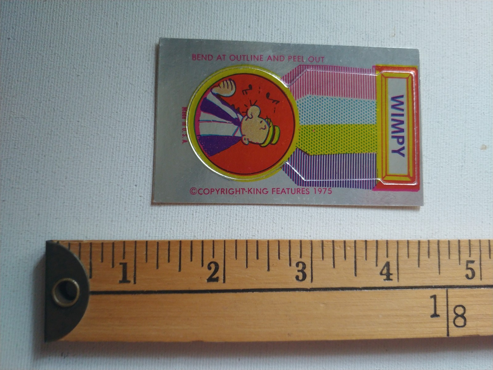 * 1975 POPEYE KING FEATURES WIMPY CARTOON COMIC STICKER DECAL *