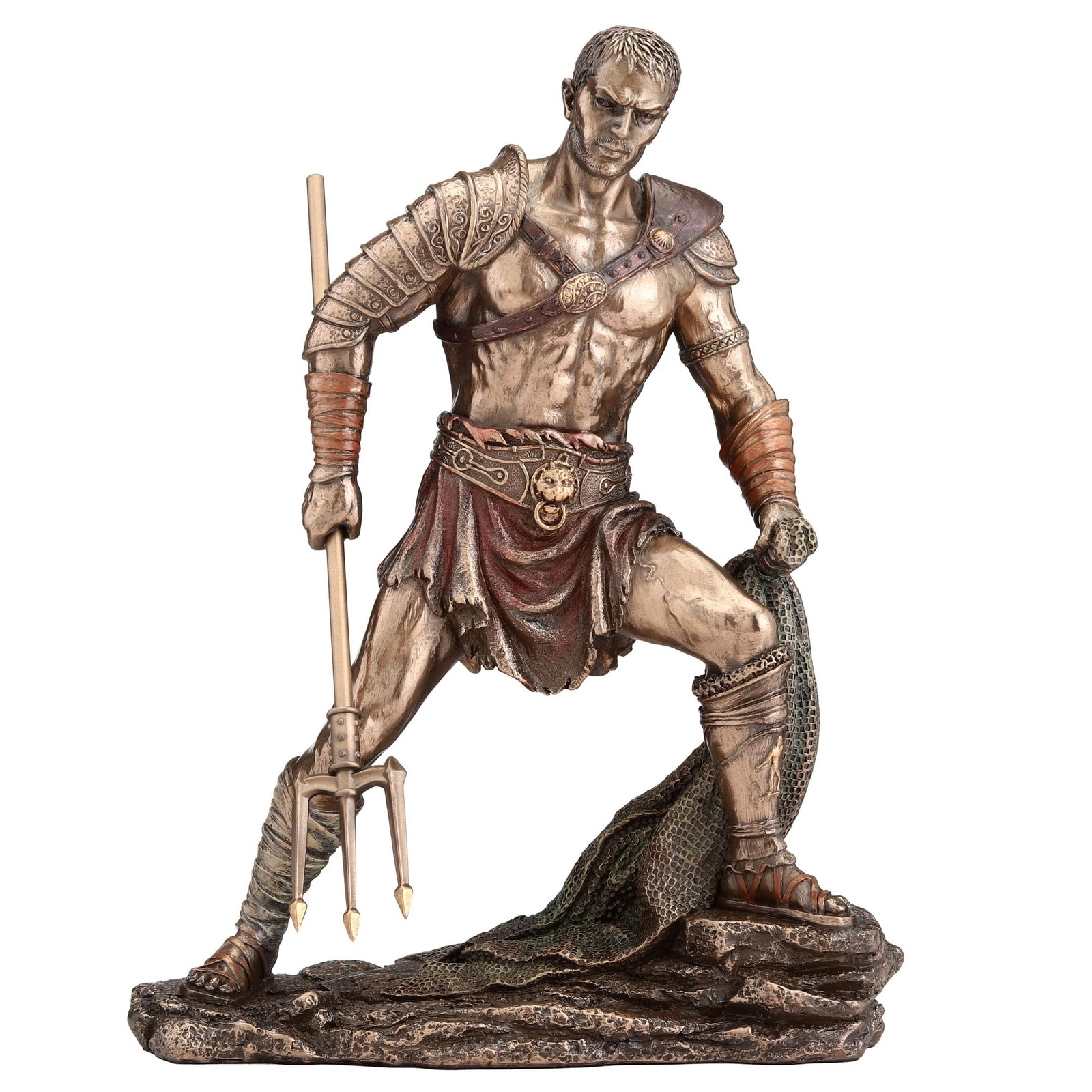 Veronese Roman Gladiator Retiarius Bronze Finish Sculpture 10.9in