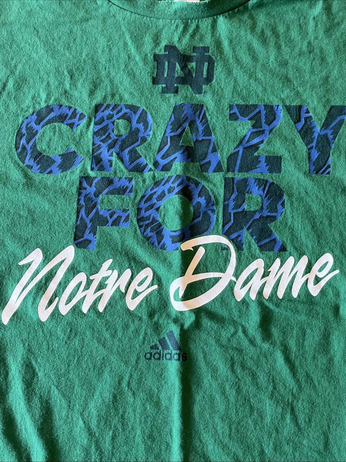 Crazy For Notre Dame Adidas Go To Tee Shirt (Adult XL) Green