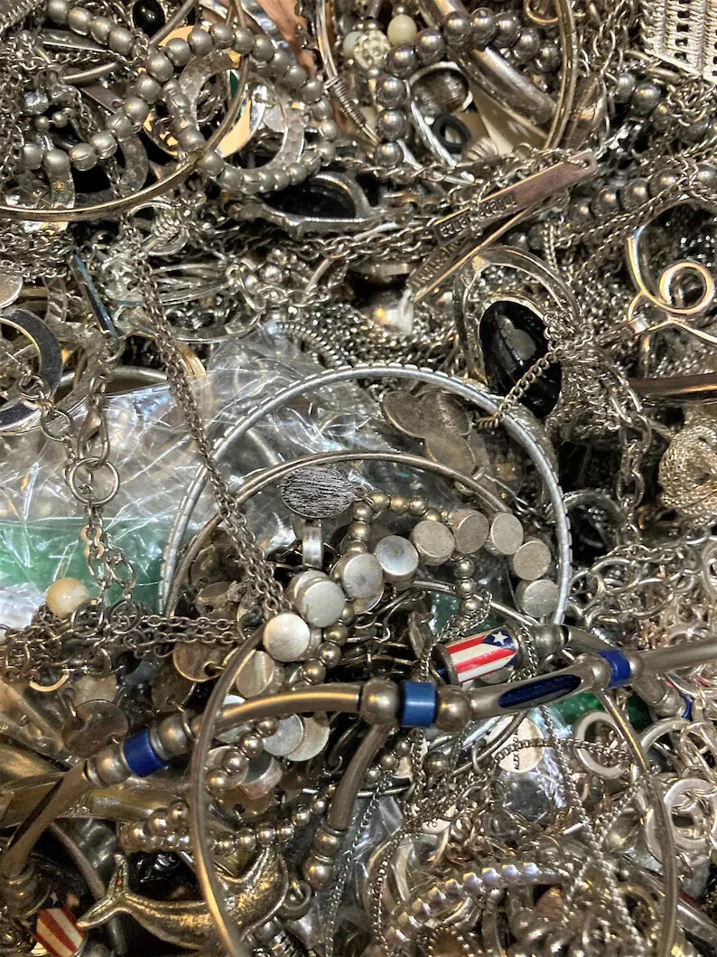 1 pound “Junk Drawer Estate Lot”-Coins, Jewelry, Stamps, Watch, -See Details #D8
