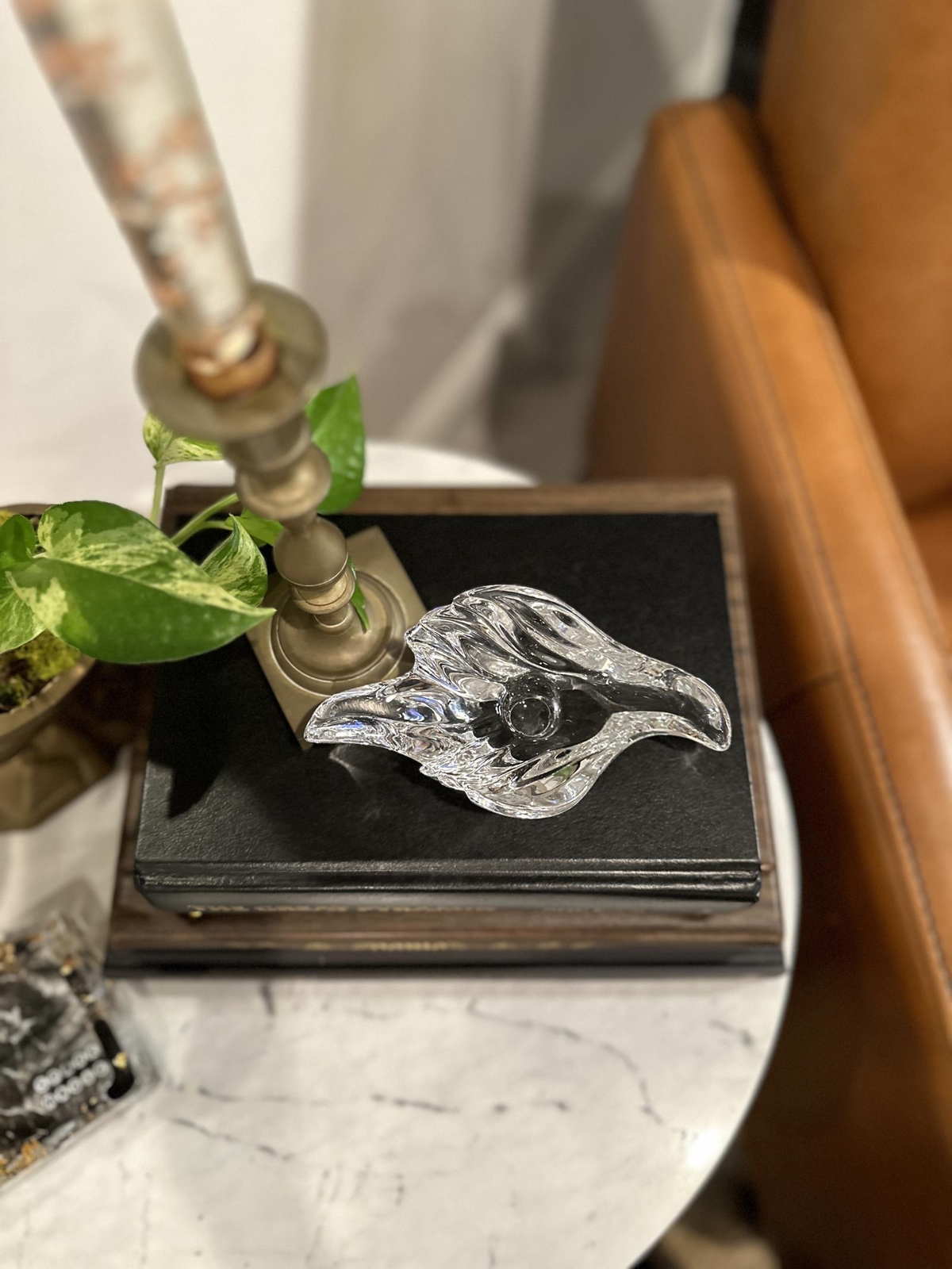 Dove Taper Candle Holder GORHAM Lead Crystal