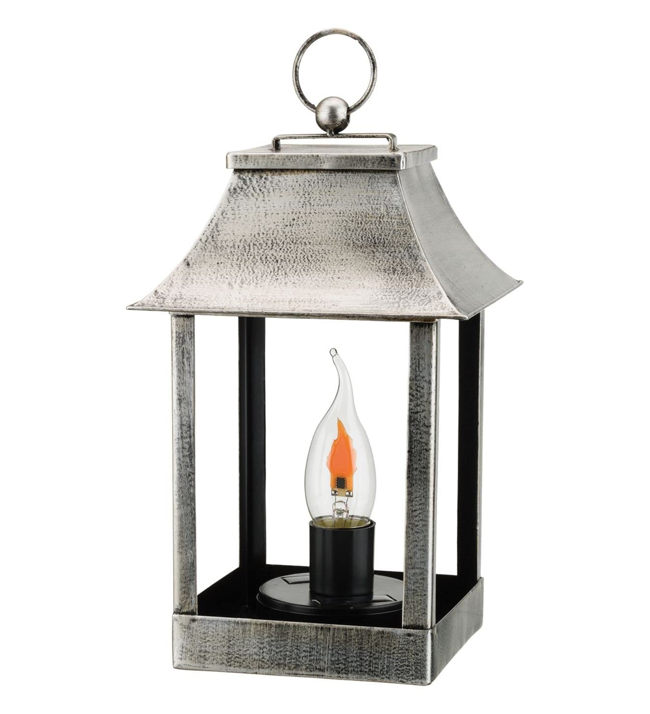 Regal Art & Gift Solar Lantern, Silver Antique Metal LED Outdoor Light Decor