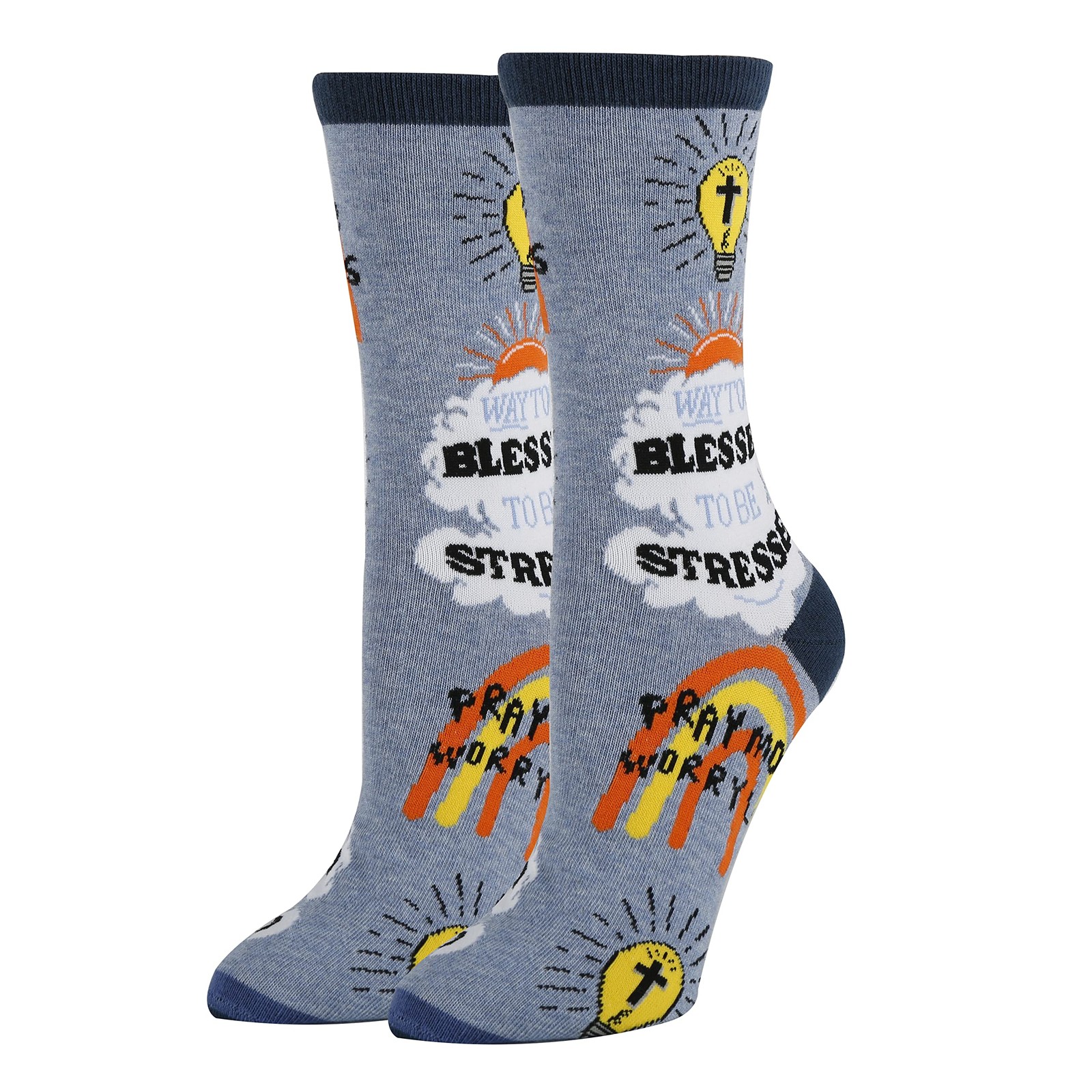 OoohYeah Good Vibes Crew Socks Women Cotton Funny Too Blessed Size 5-10