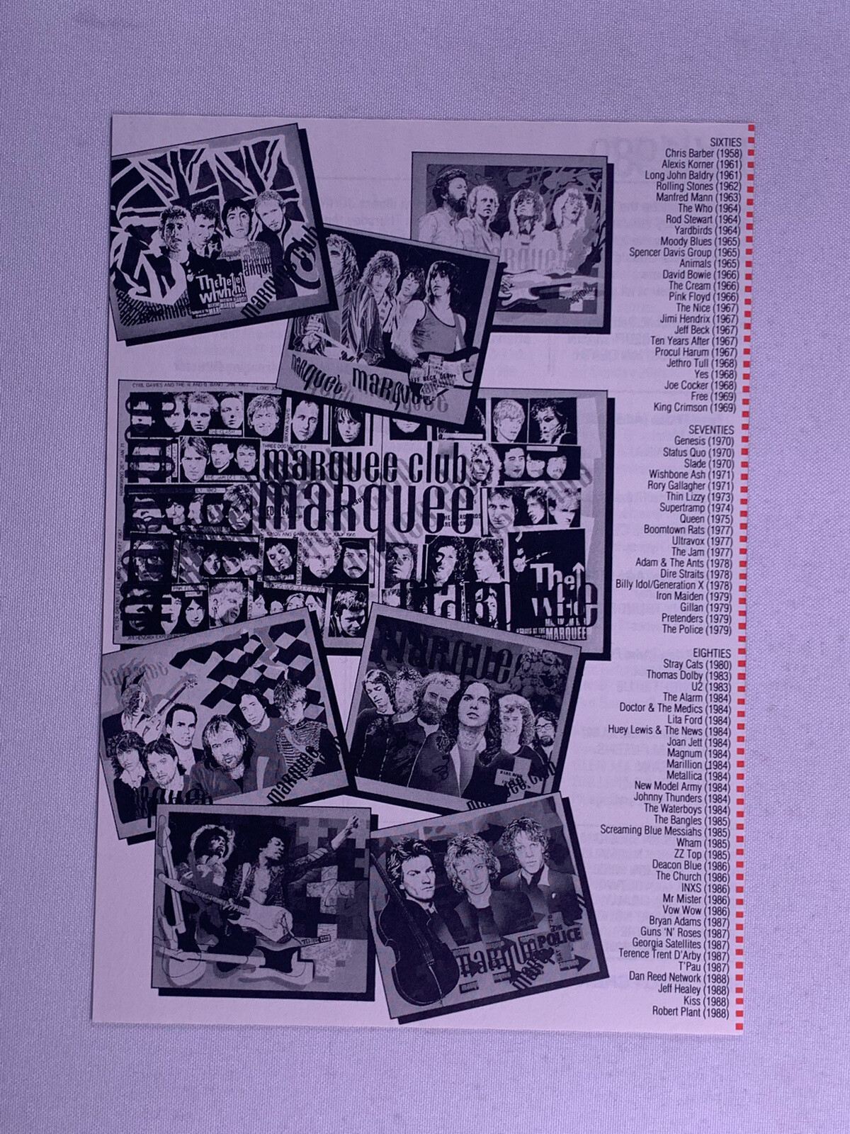 Hendrix Queen Floyd Bowie Press Pack Marquee 30 Legendary Years Circa. 1989