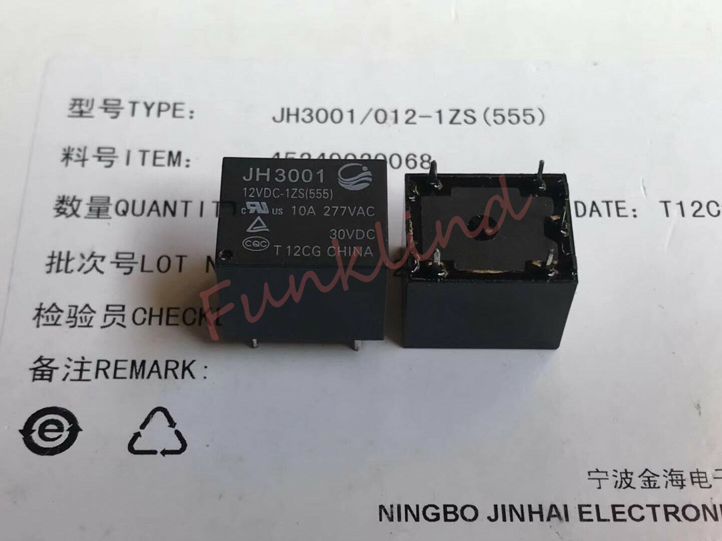 10PCS JH3001-12VDC-1ZS Power Relay 12VDC 10A 5 Pins