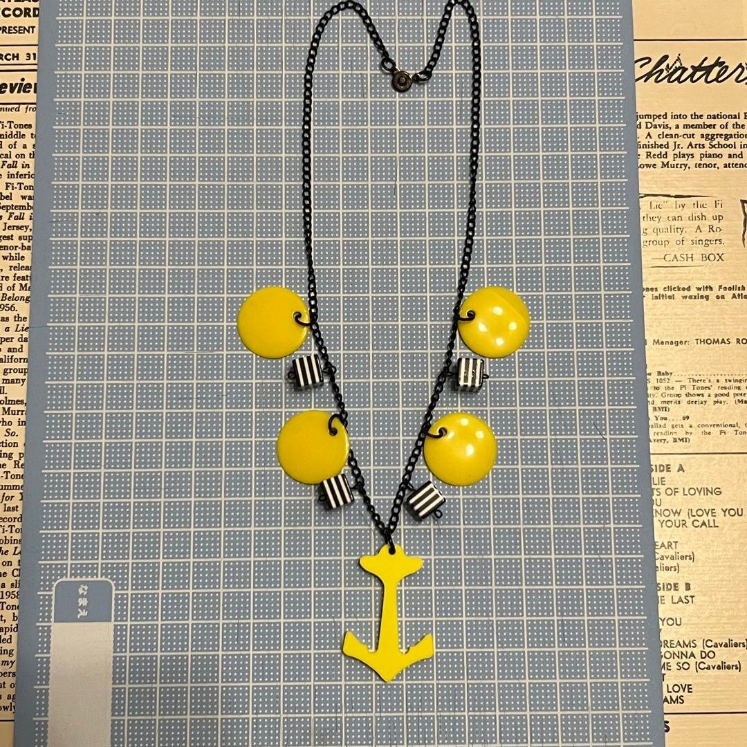 Marine 50s Sailor Yellow Jewelry 40s Anchor Vintage Summer Border Bakelite