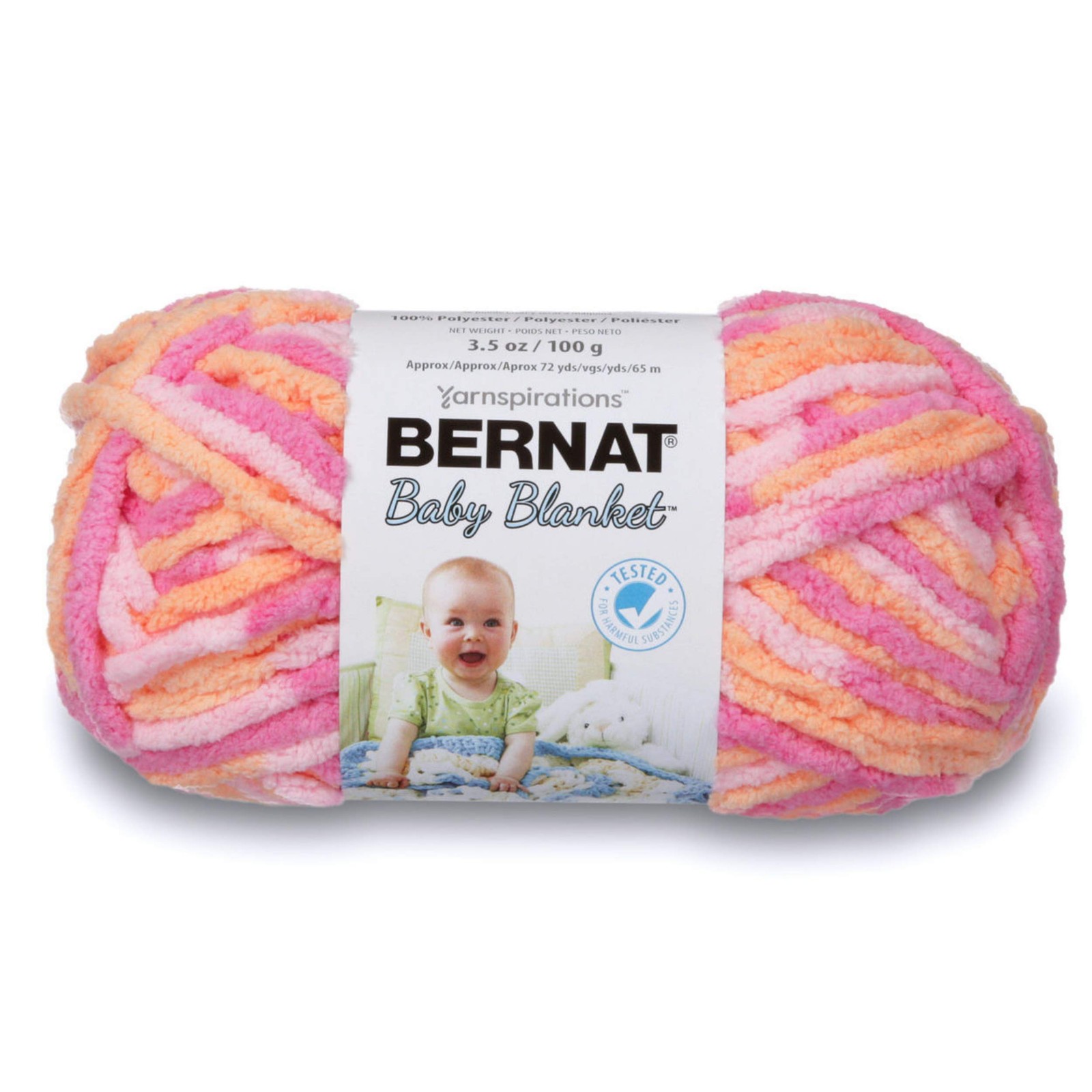 Bernat Baby Blanket Yarn, 3.5 oz, Gauge 6 Super Bulky, Peachy