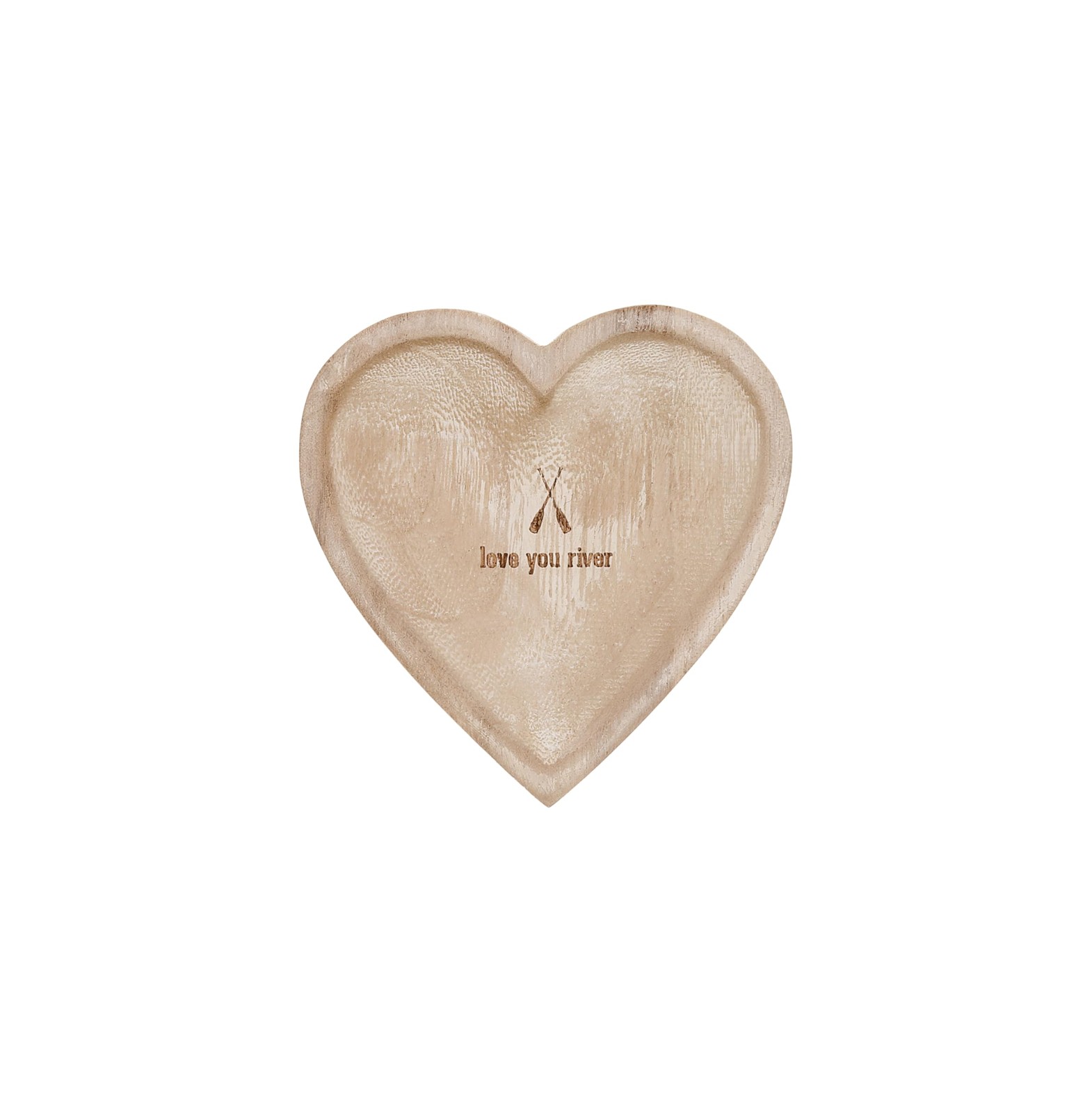 Pavilion Love You River Heart Wood Keepsake Dish Trinket Bowl River Decor