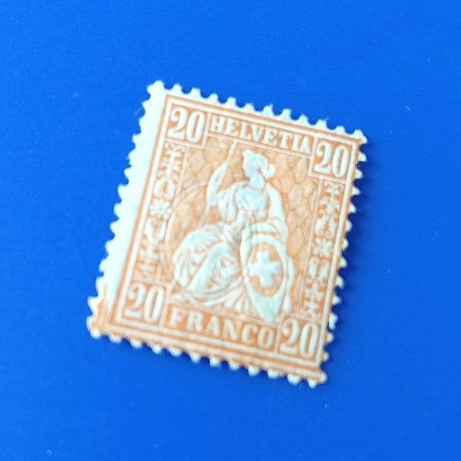 Foreign stamp Switzerland 1860s ~ Seated Helvetia statue Unused Rare