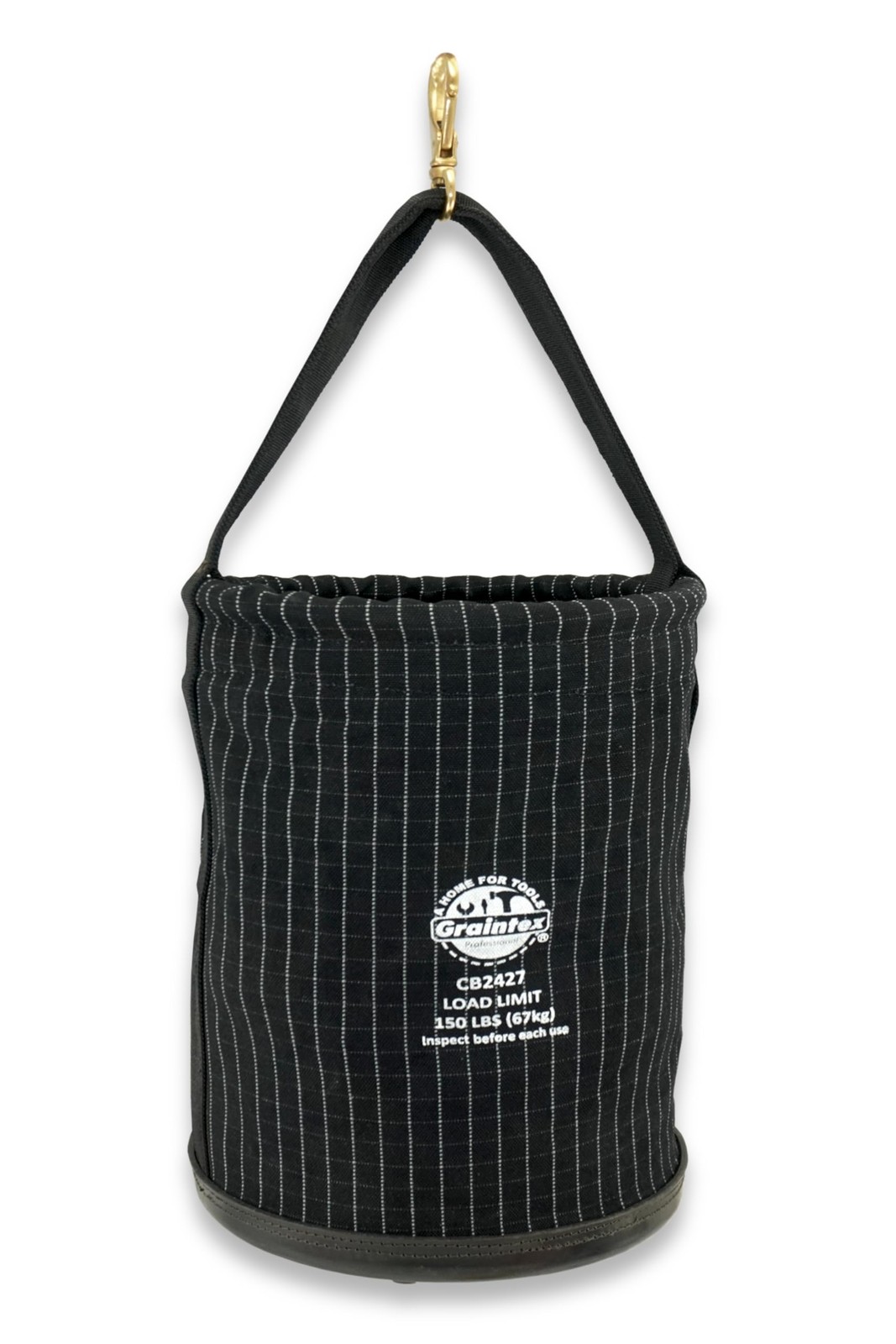 Graintex Utility Canvas Bucket, 12 x 16-Inch, Black Rip-Stop with Snap Hook