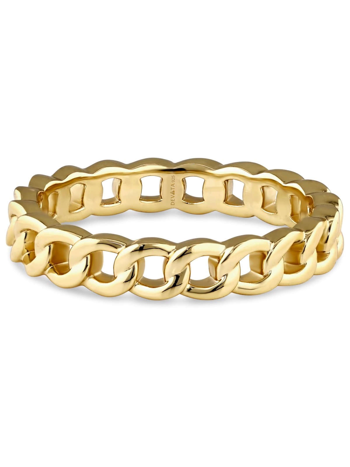 DEVATA Curb Link Ring in Gold Plated Sterling Silver 925 CBR9921 (Size 07)