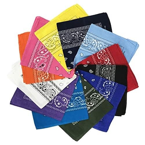 allgala 12-Pack Cotton Bandanas, Paisley Print Head Wrap Scarf for Men & Women