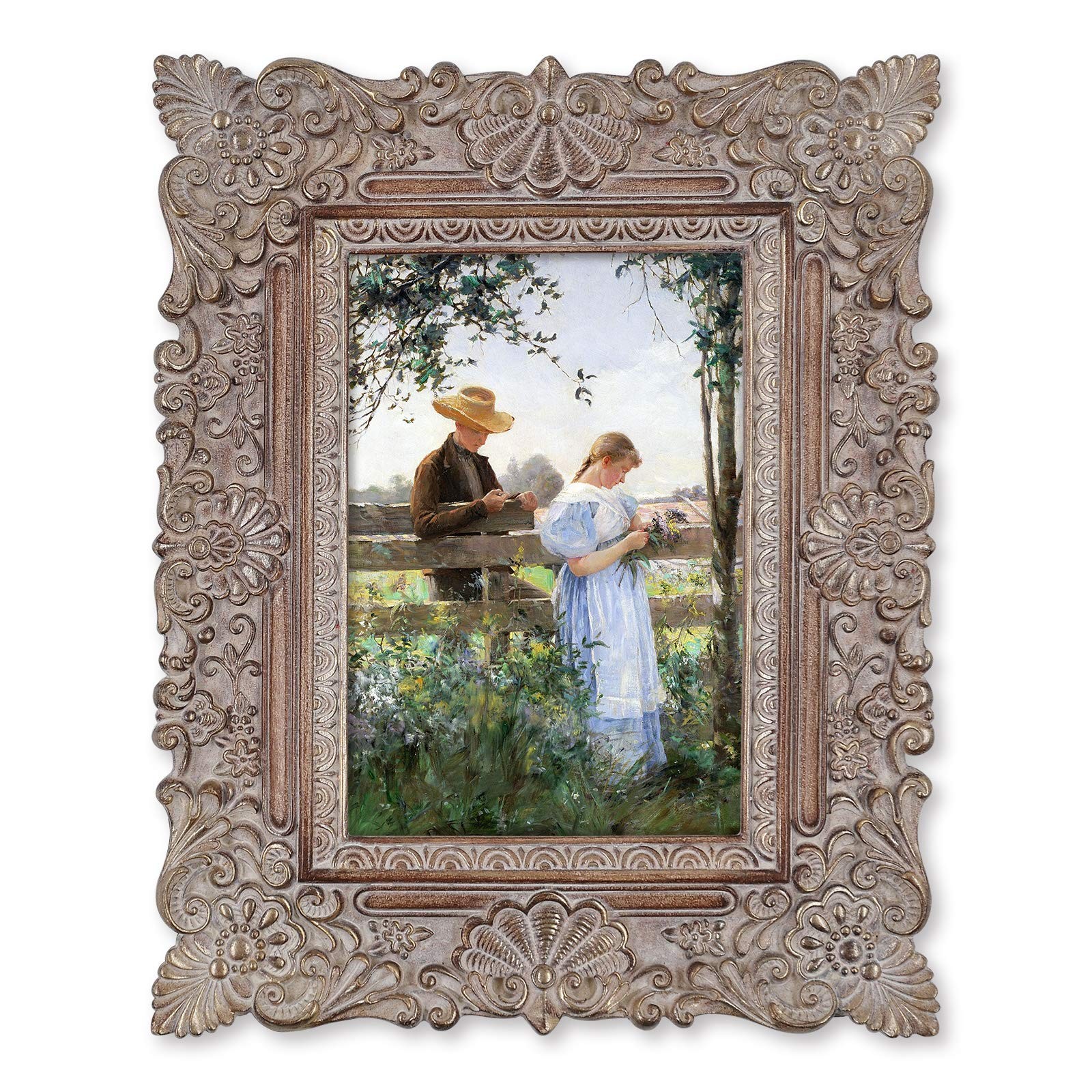 SIMON’S SHOP 4×6 Antique Picture Frame, Walnut Gold Vintage Wall/Table Frame