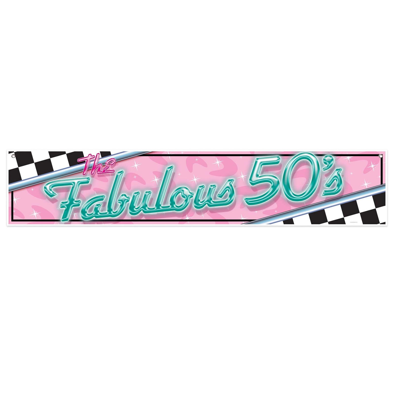 Beistle 1950s Fabulous 50s Banner 5′ Wide Plast Sock Hop Party Dec IndoorOutdoor
