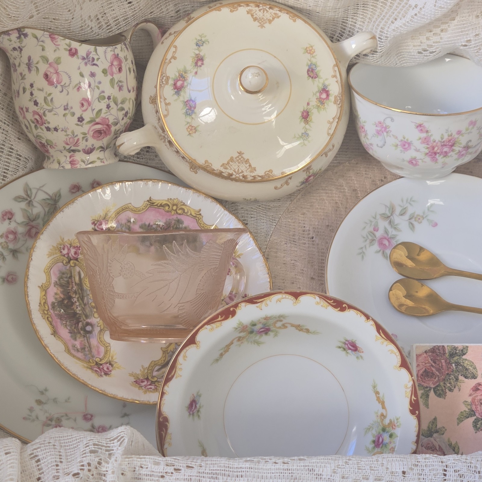 Vintage Mismatched China And Tea Time Mystery Gift Box For 2