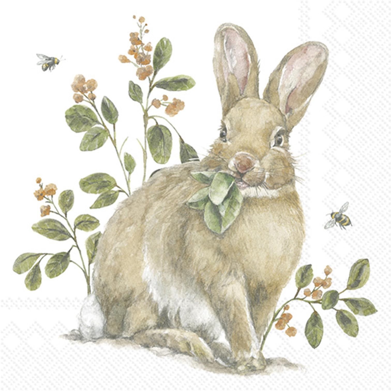 IHR Party Napkins 3-Ply 6.5″x6.5″, Garden Bunny, 20-Count