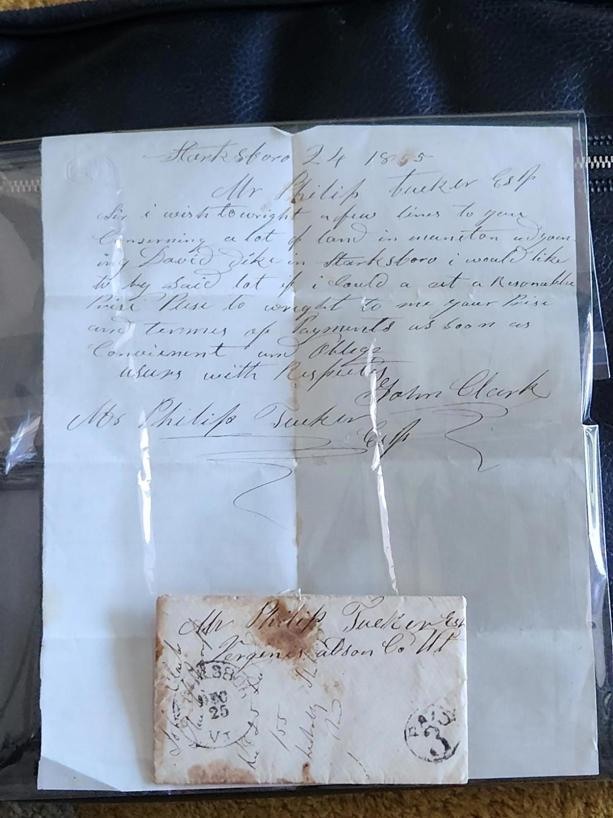 Rear 1800s/1900s Antique Laminar portfolio/Briefcase N Enquiry Letter/ envelope