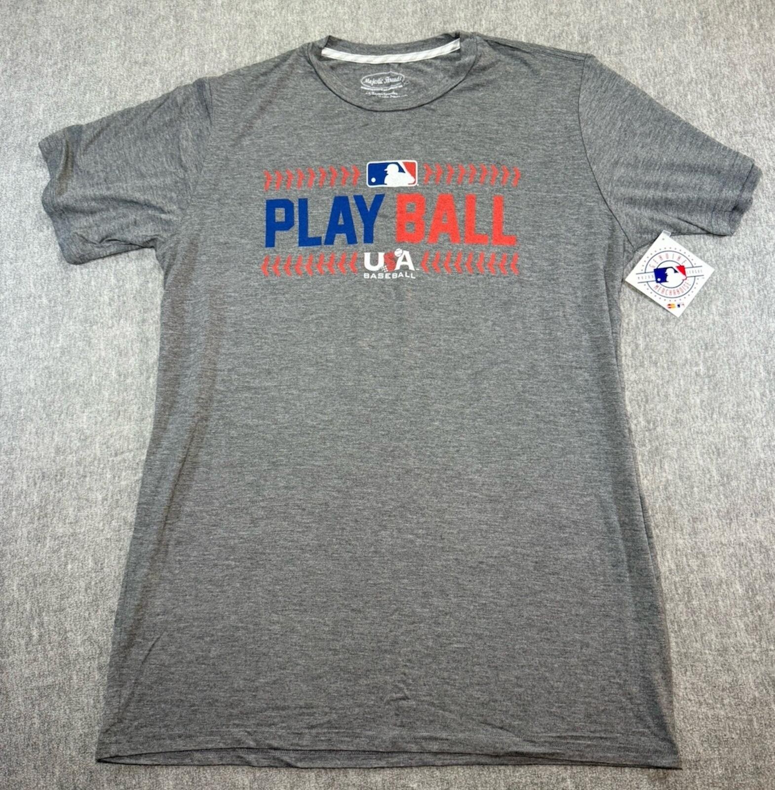 NEW USA Baseball Majestic Threads Genuine MLB Merchandise Men’s Shirt-XL/Gray