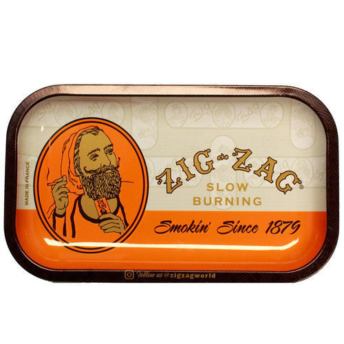 Zig-Zag Metal Rolling Tray – 11 x 7 Medium – Classic Orange Zig Zag Roll