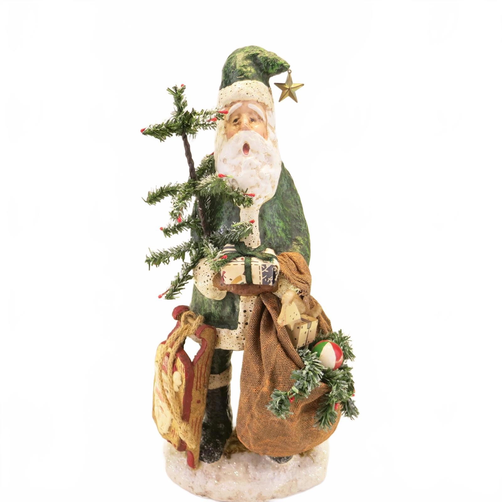 Dept 56 Classic Green Santa Country Sampler 11.5″ Tall