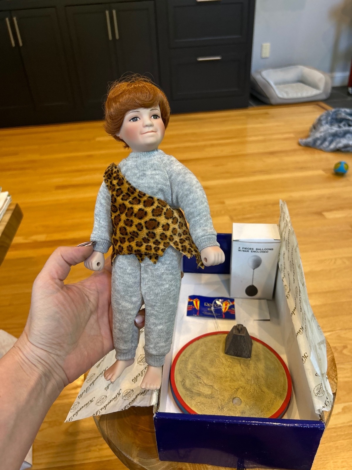 J.K. Kellogg Children’s Circus Vintage Doll with Stand and Balloons