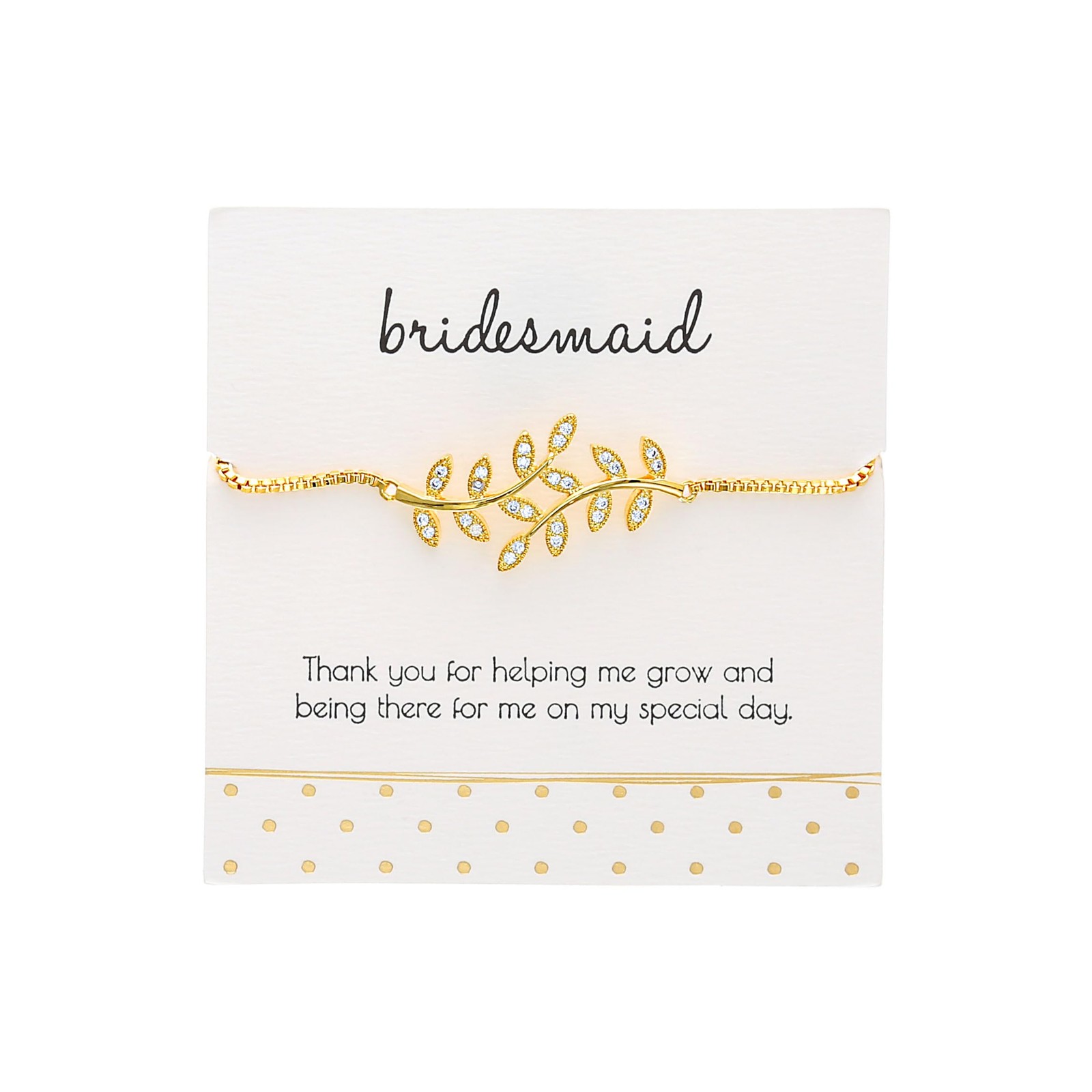 Pavilion Bridesmaid Gold Plated Leaf Adjustable Bracelet Bridal Jewelry 9in