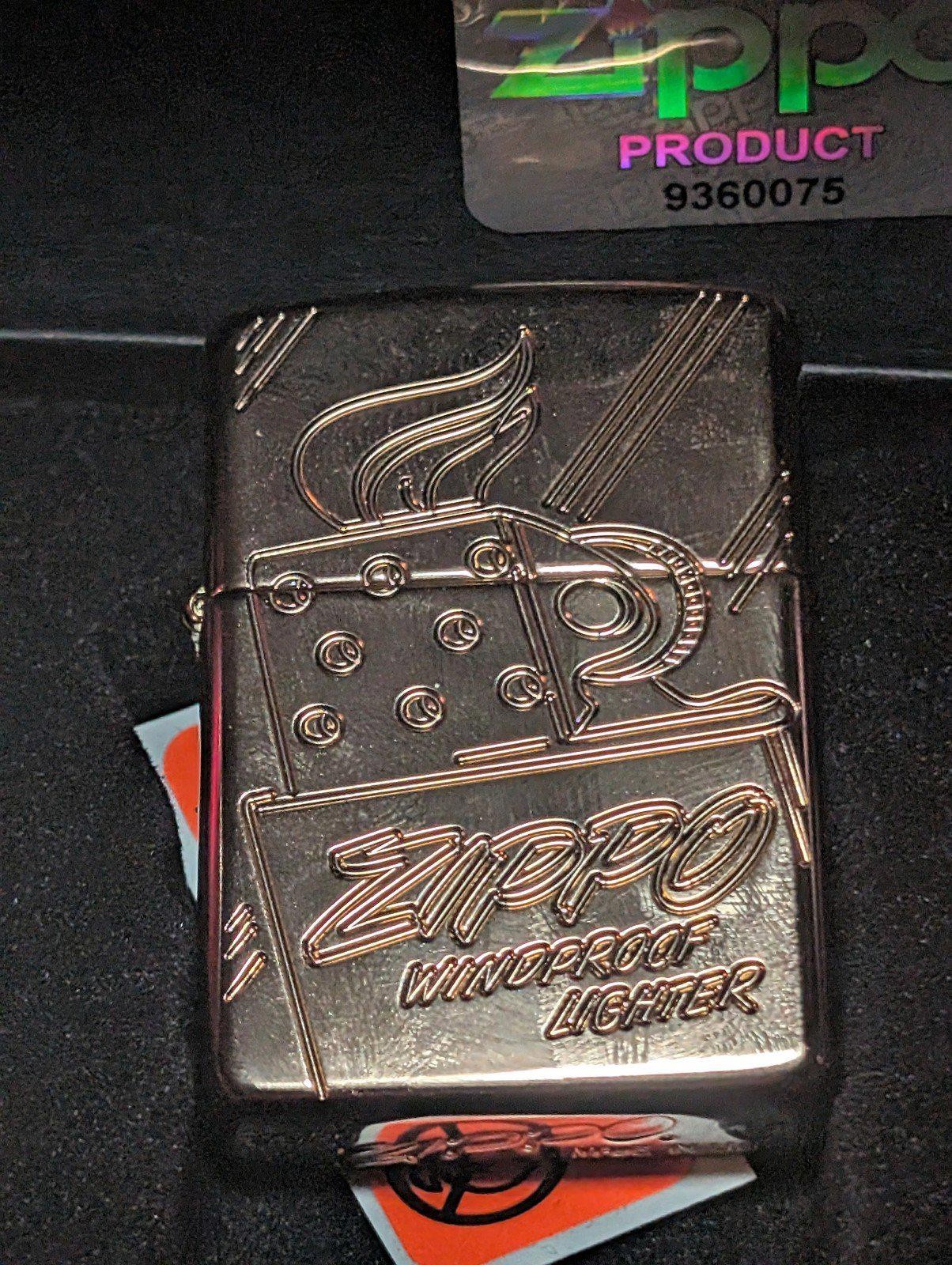 Zippo Lighter: Zippo Script Logo Collectible, Armor Engraved – High Polish Rose