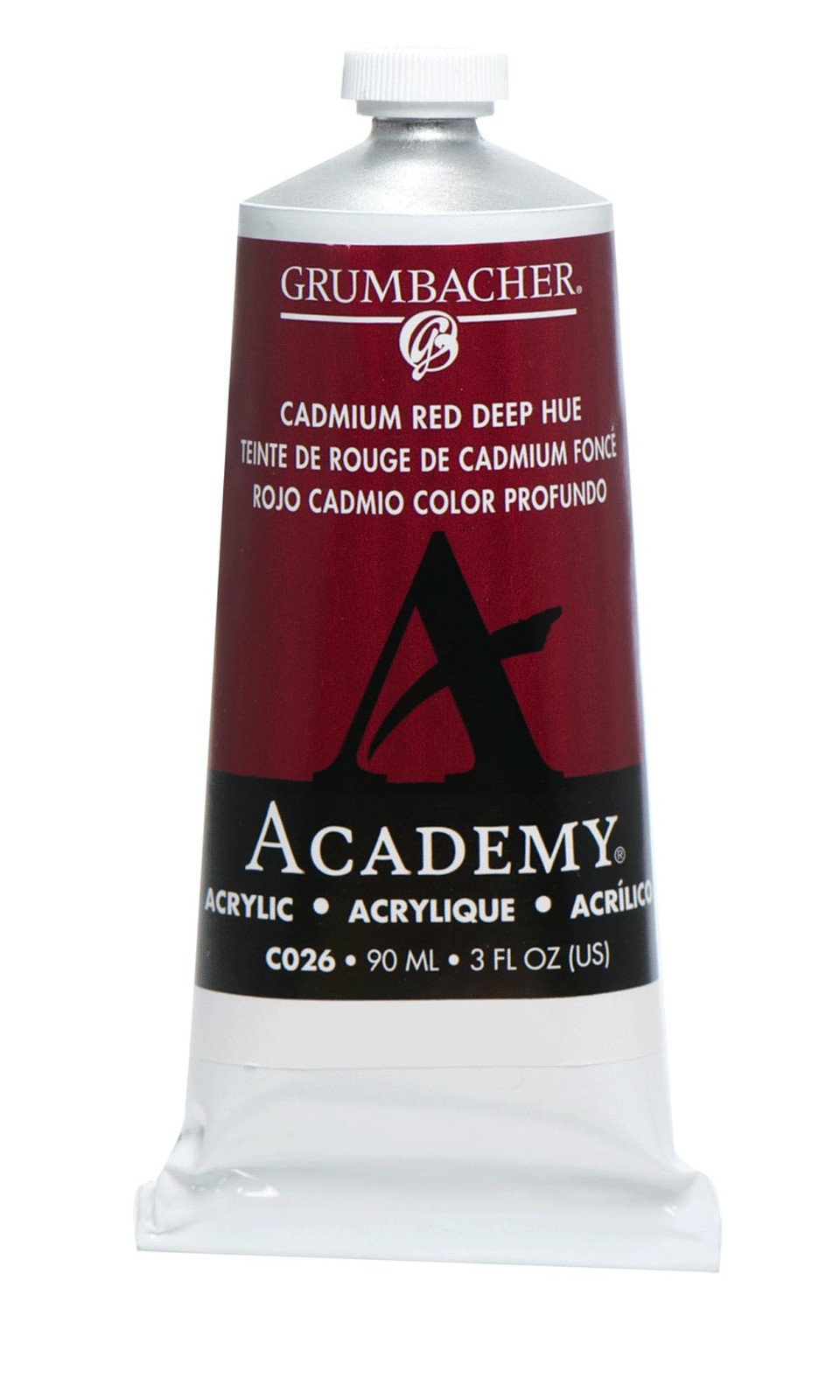 Grumbacher Academy Acrylic Paint 90ml Cadmium Red Deep Hue Gloss