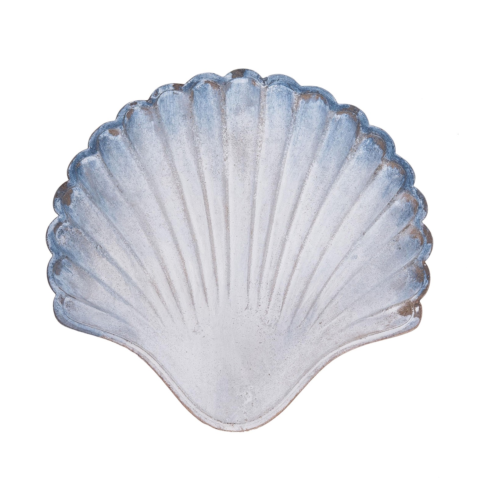 Beachcombers Shell Wood Decorative Dish Plate Blue 8.86″ Jewelry Tray