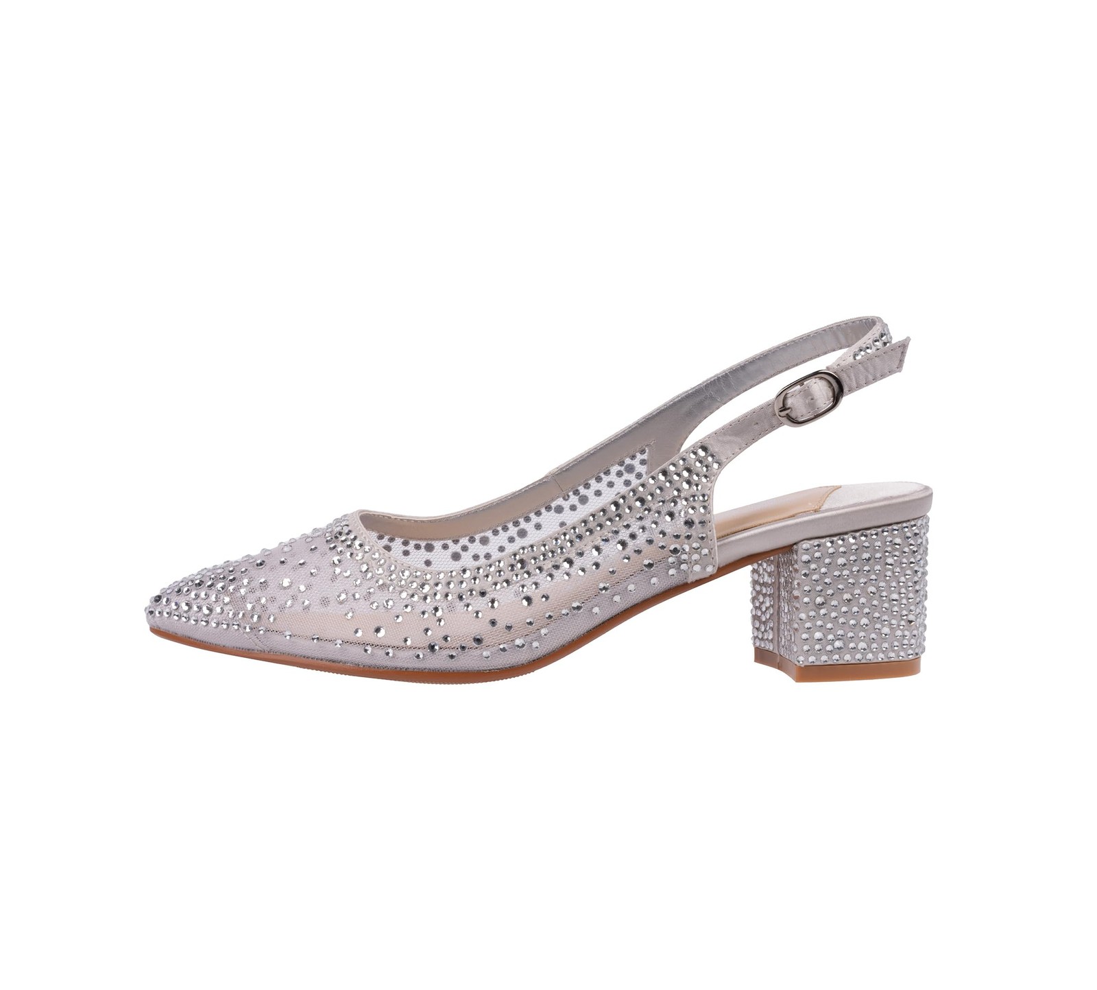 Ninety Union Lady Couture Demi Rhinestone Mesh Slingback, Silver, 7