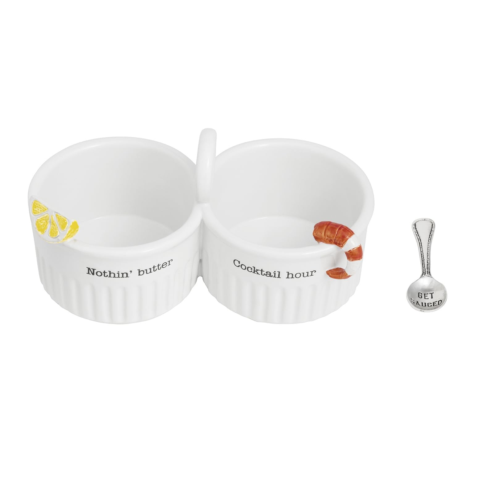 Mud Pie White Ceramic Seafood Sauce Double Dip