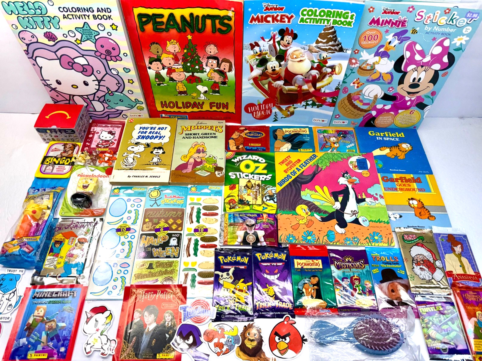 GIRLS – Junk Drawer Lot Hello Kitty Peanuts Minnie Mouse Sticker Pokemon PEZ