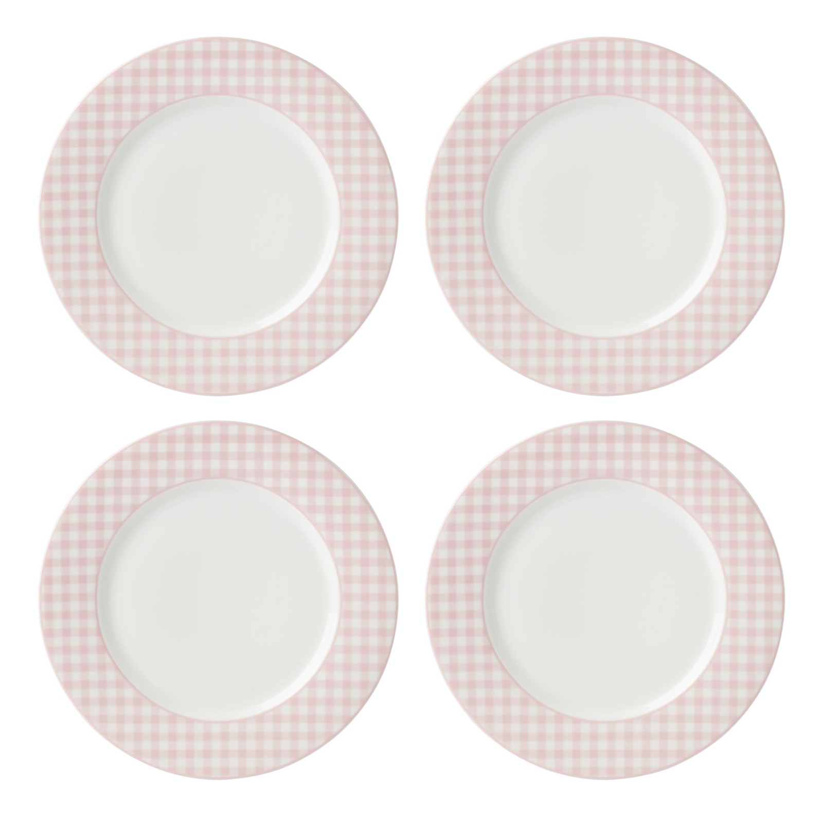 Lenox, Pink Gingham Dinner Plates, Set of 4, 4 Count