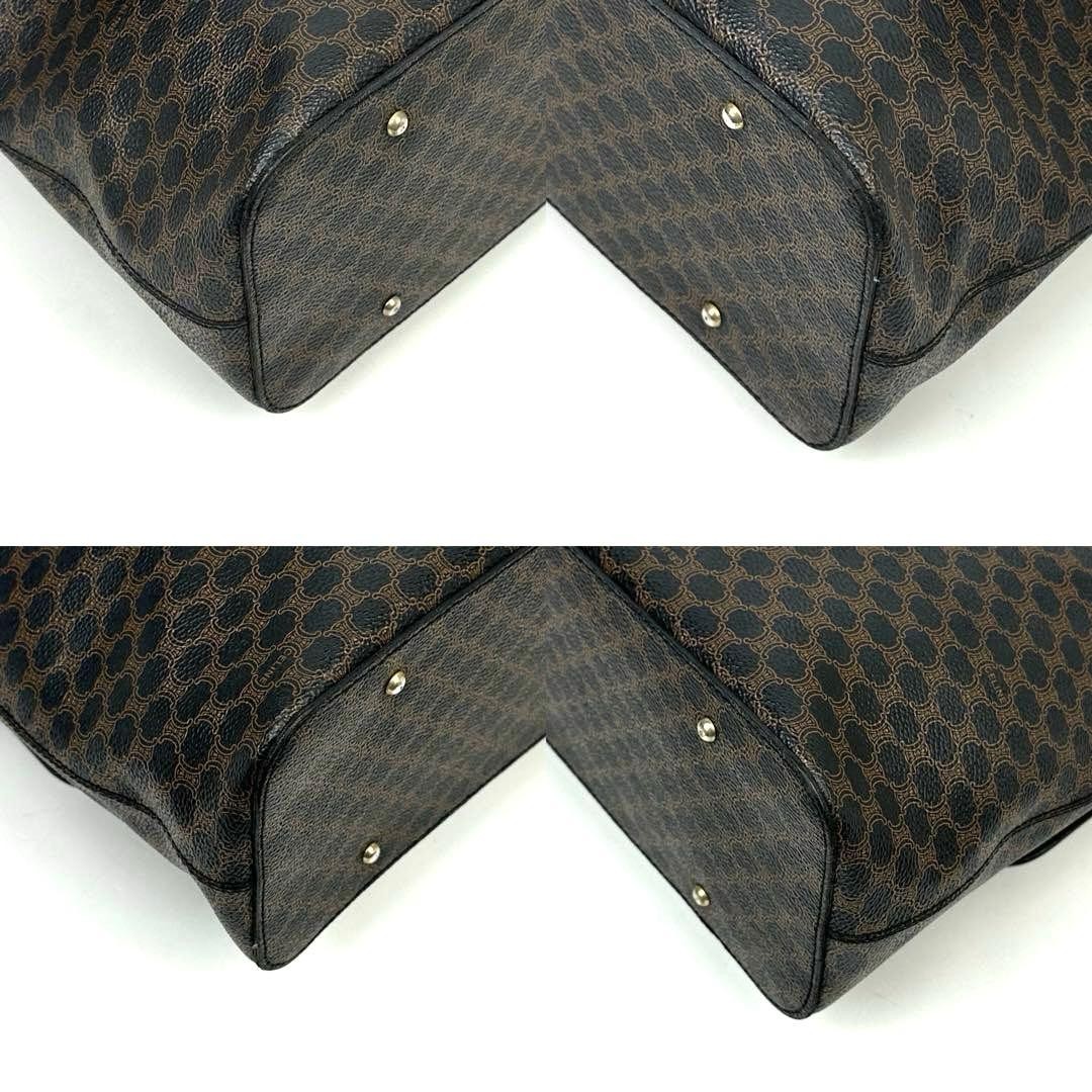 [Good Condition] Celine Shoulder Bag Triomphe Macadam Pattern PVC Leather Black