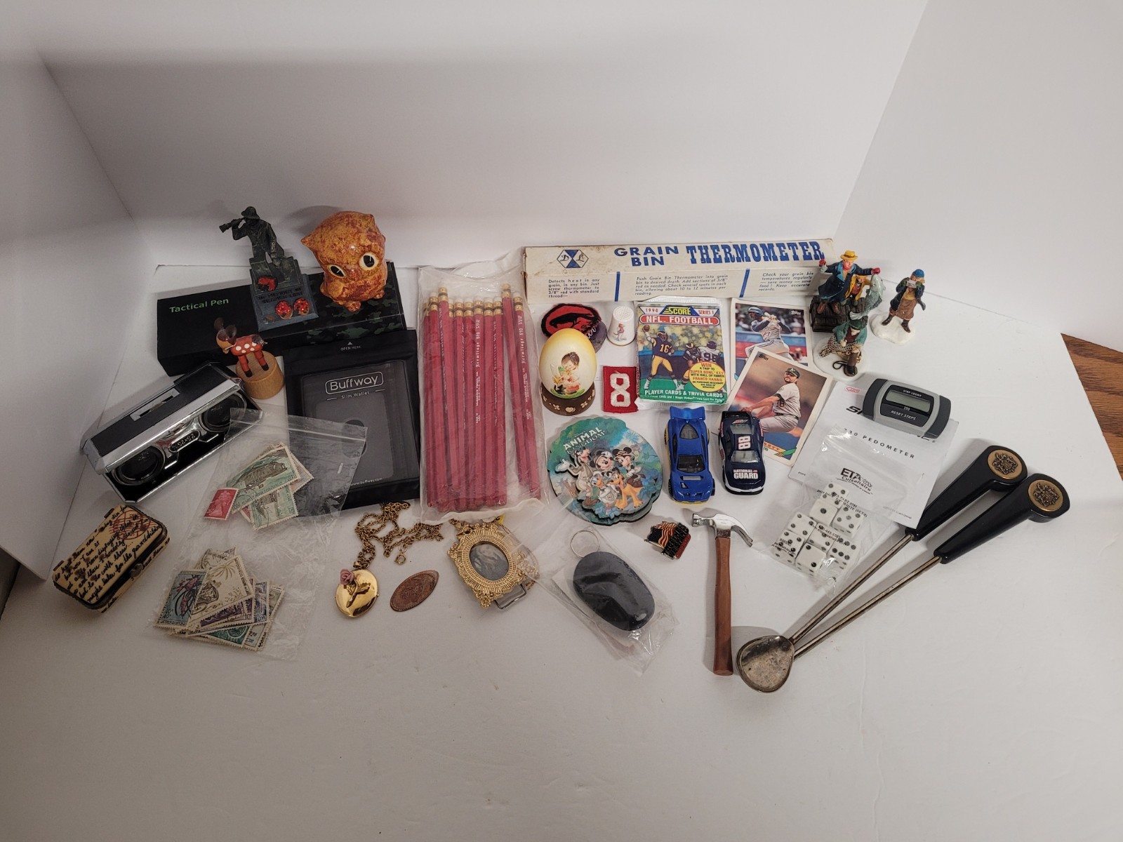 Junk Drawer Lot Miscellaneous Sports Cards Old Stamps Decor Collectible Items #1
