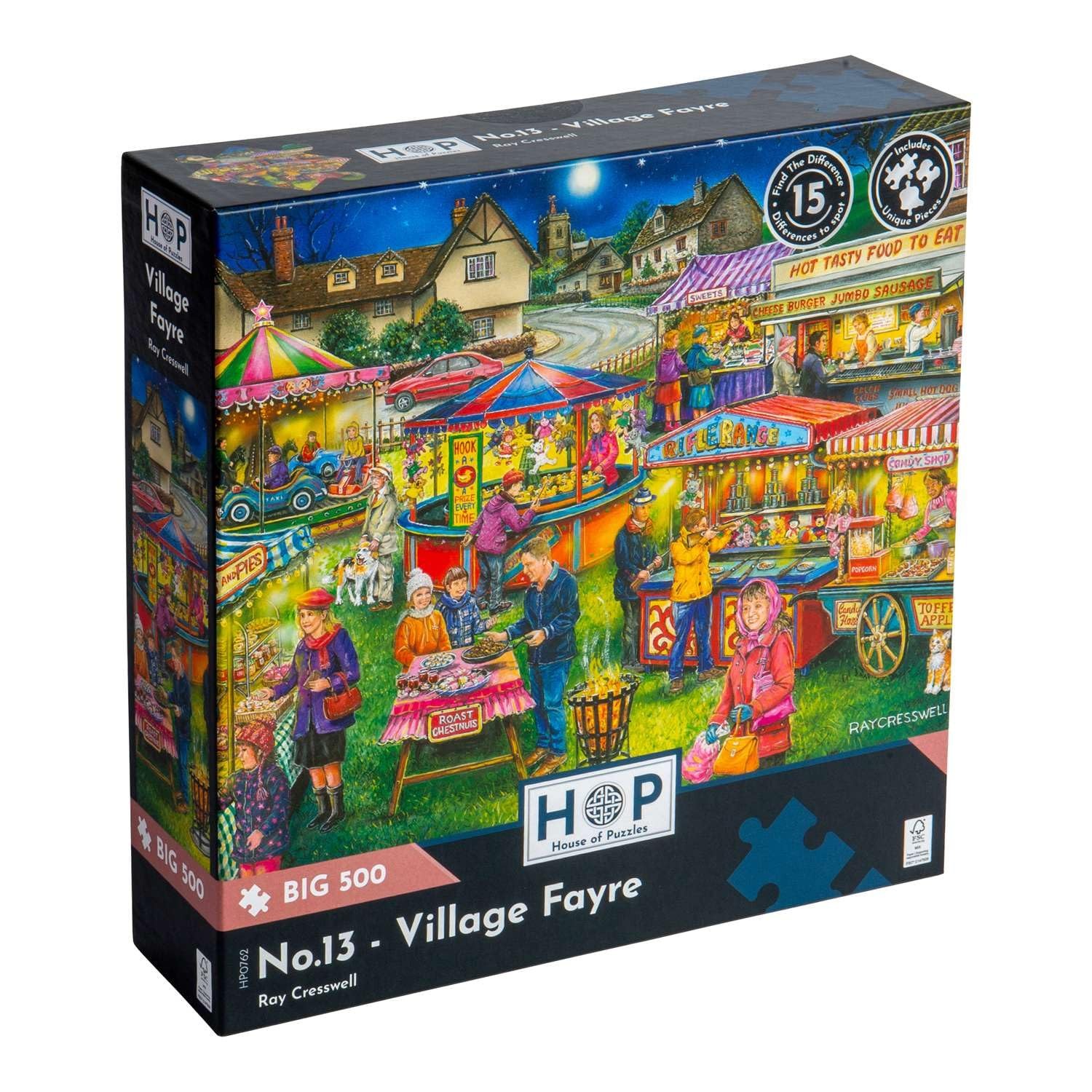 House of Puzzles Village Fayre 500 Piece Find the Difference Scenic Puzzle