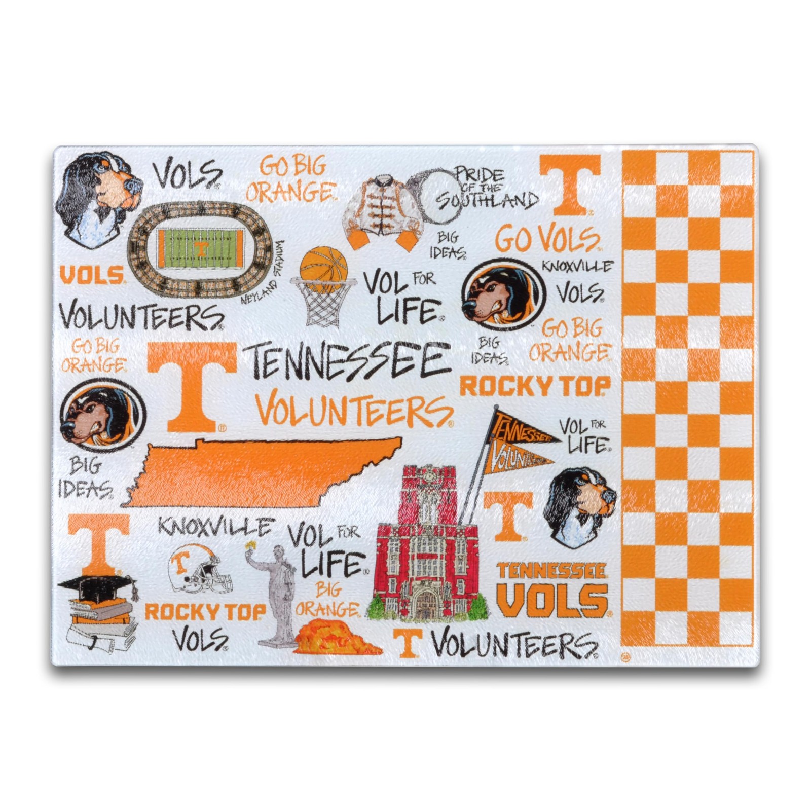 Magnolia Lane TN Tempered Glass Cutting Board, 15-Inch, Multicolor