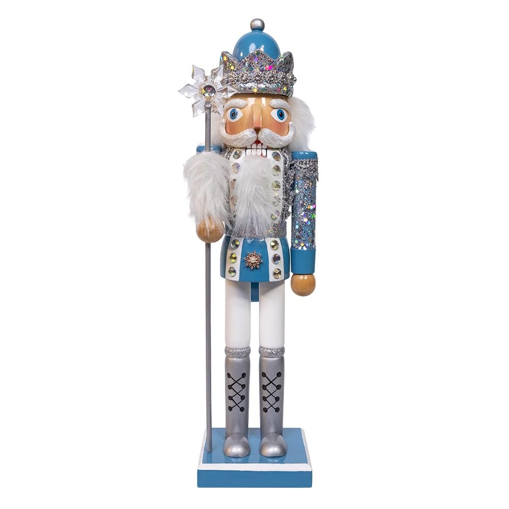 Kurt Adler Wooden 15″ Blue & Platinum Nutcracker