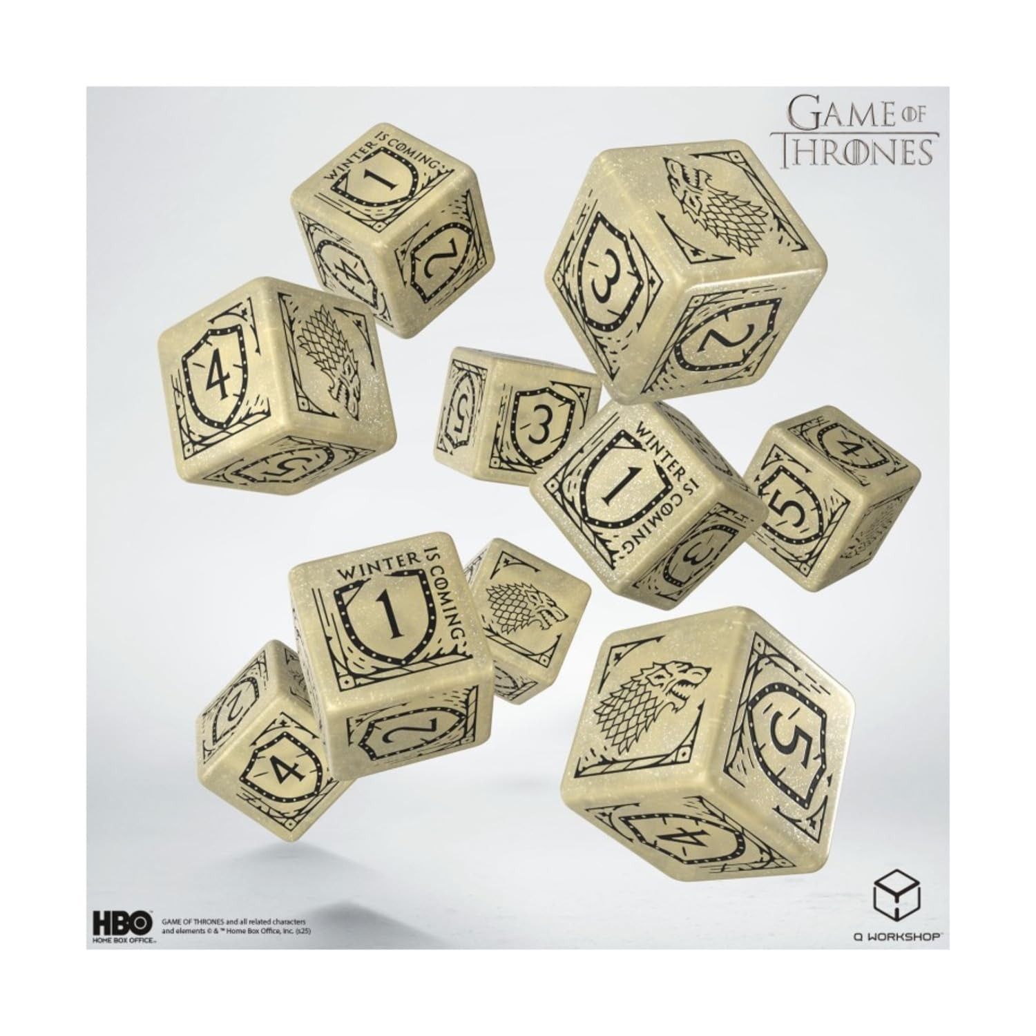 Q-Workshop, Game of Thrones Stark 10xD6 Dice Set – for Ages 14 and Up