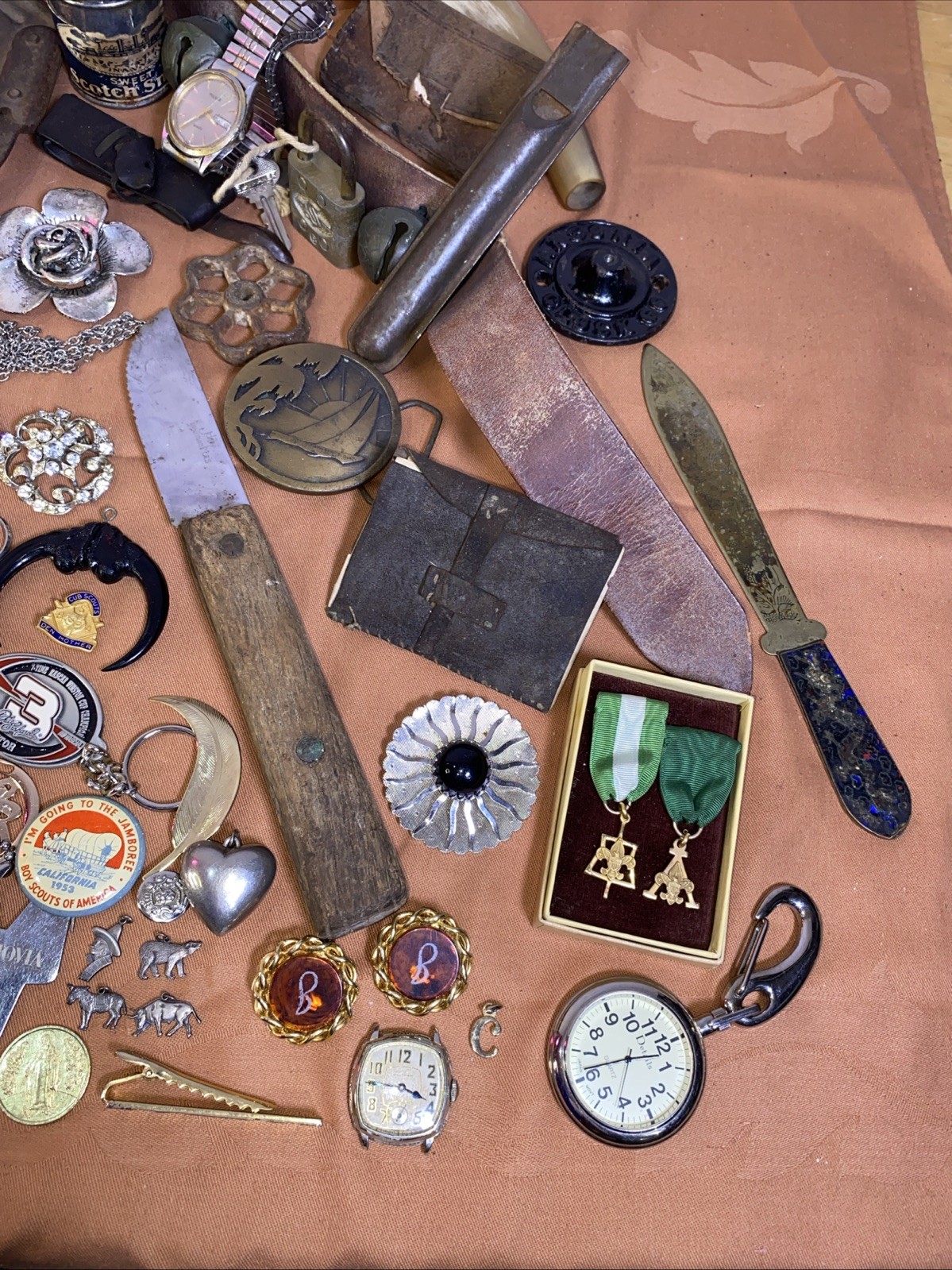 Vintage Junk Drawer Lot 1800’s 1900’s Sterling Silver WW1 Victorian