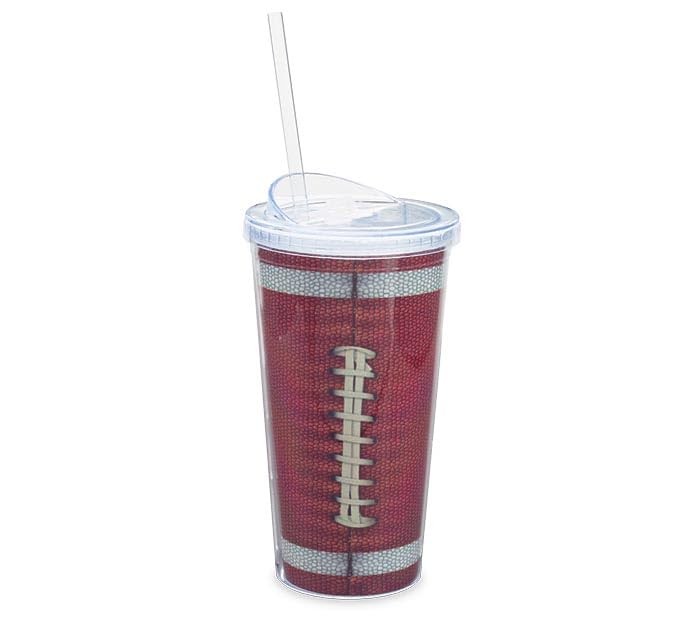 burton+BURTON Football Design Travel Cup 20oz Set of 6 Acrylic Red White 7 Inch