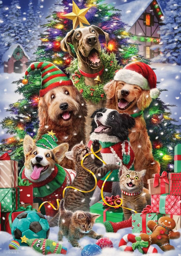 LPG Greetings Silly Christmas Pets Cards 7.75in Multicolor Set of 14