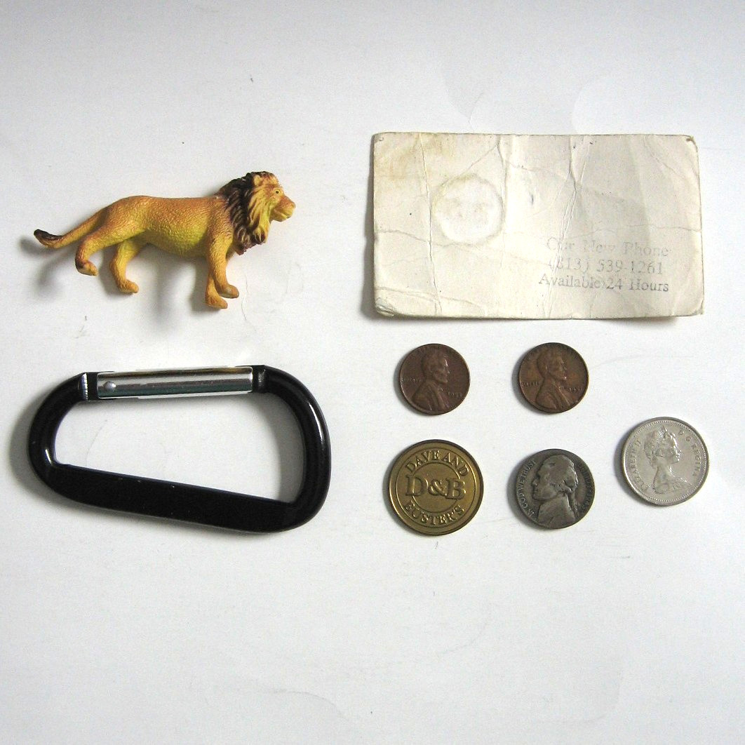 Junk Drawer Lot US Wheat Pennies Silver Nickel Canada Quarter Token Carabiner