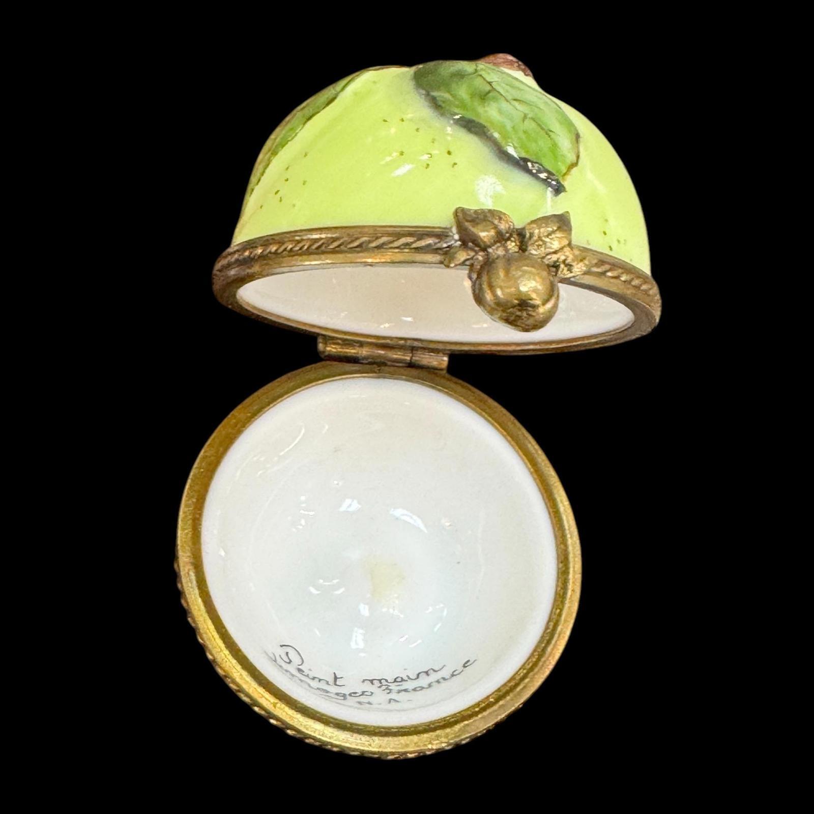 Vintage Limoges Hand Painted Green Apple Box