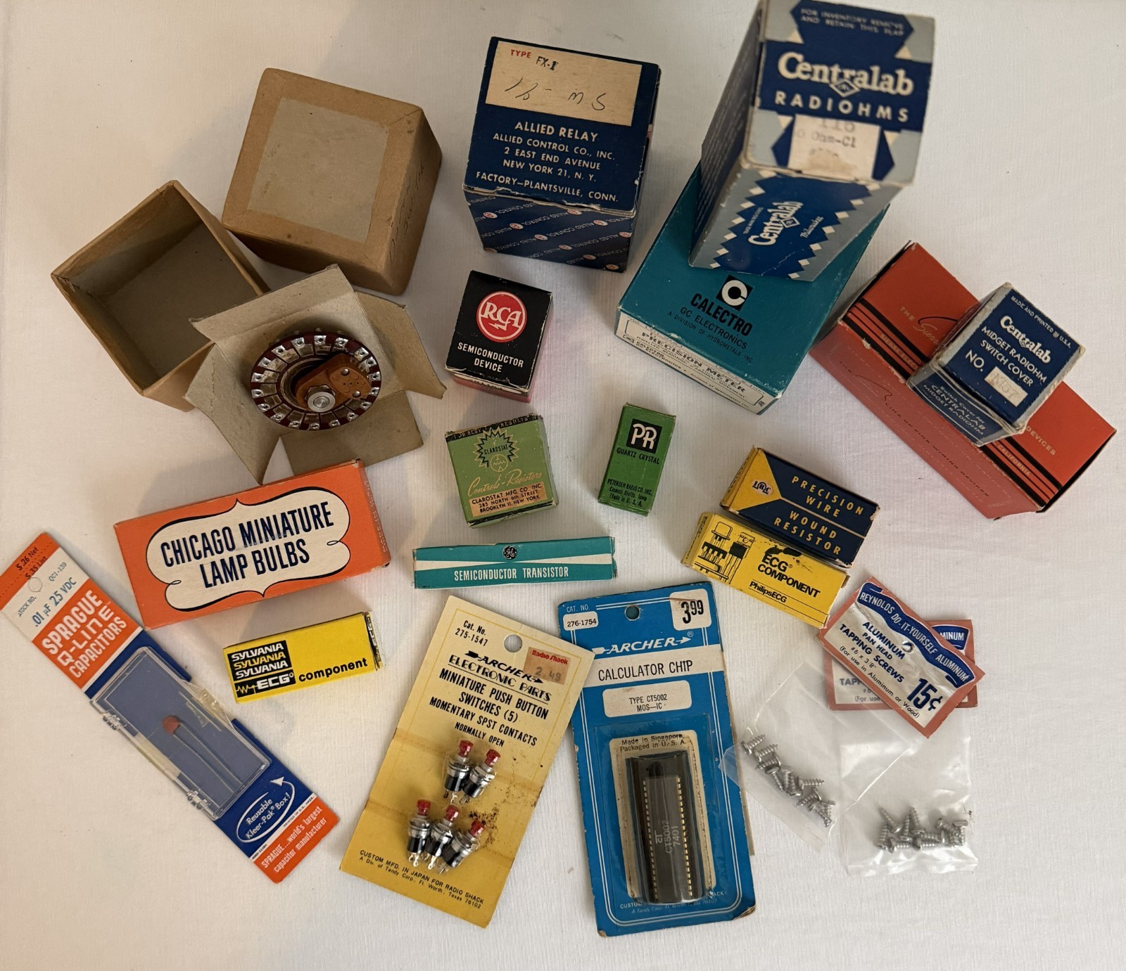 VTG Junk Drawer Lot Electric Radio Components Daven Switch Precision Meter NOS