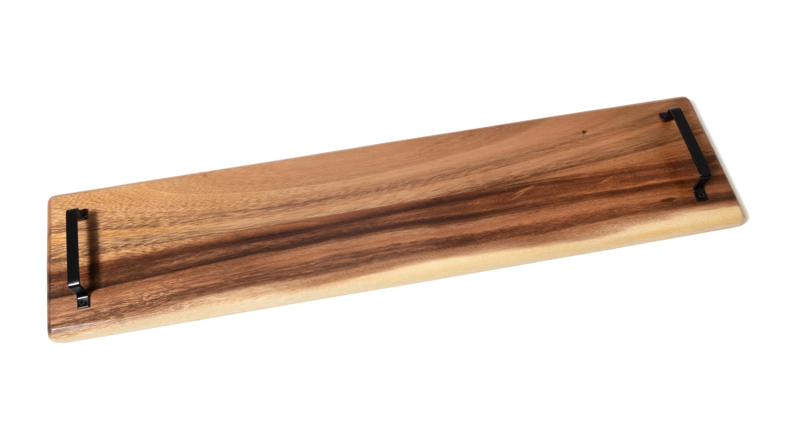 Lipper Acacia Wood Serve Board Black Handles 30×7 Cheese Charcuterie Board