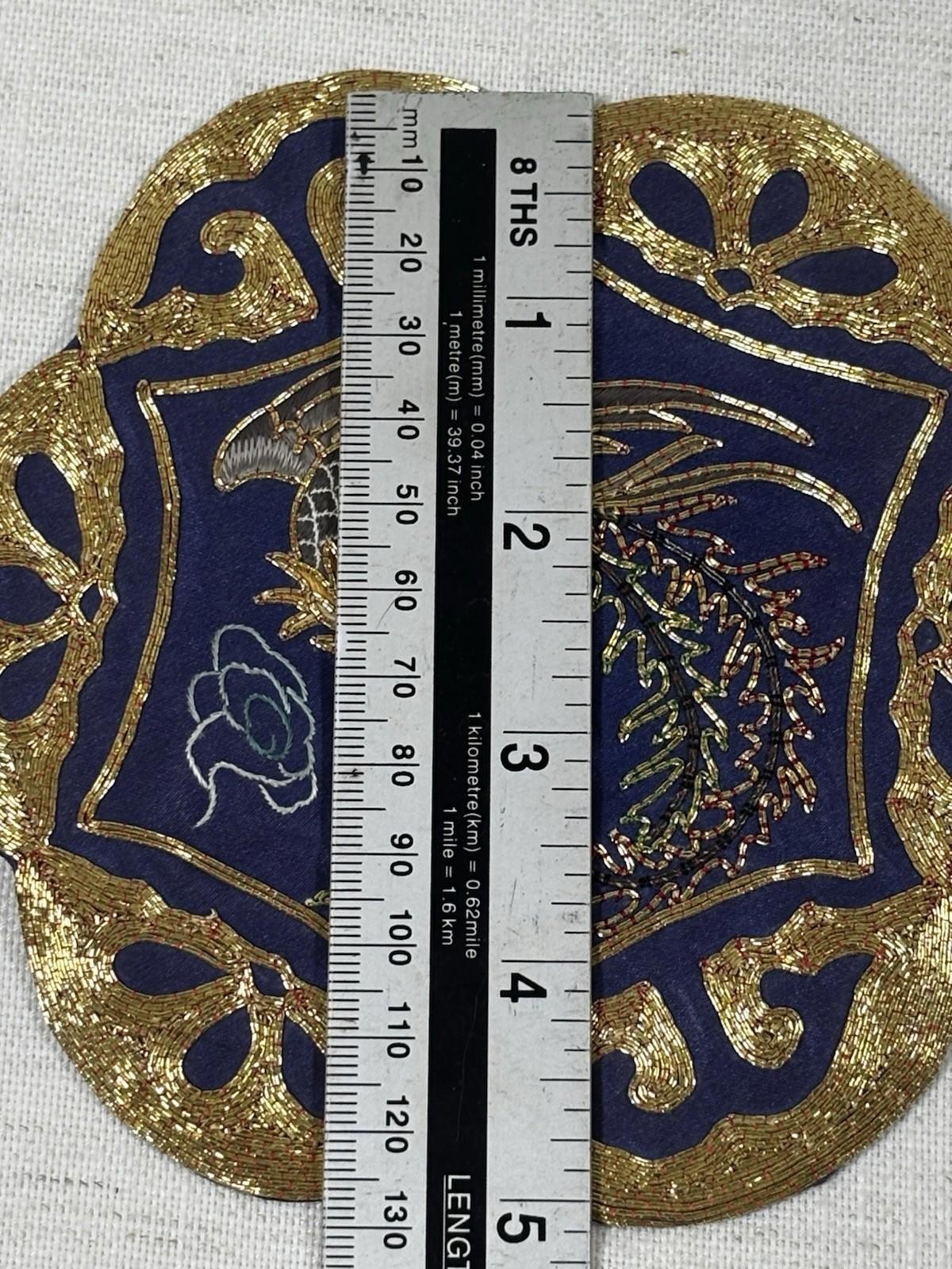 Golden Cloud Hand Embroidered Phoenix Patch Silk Rayon Applique China