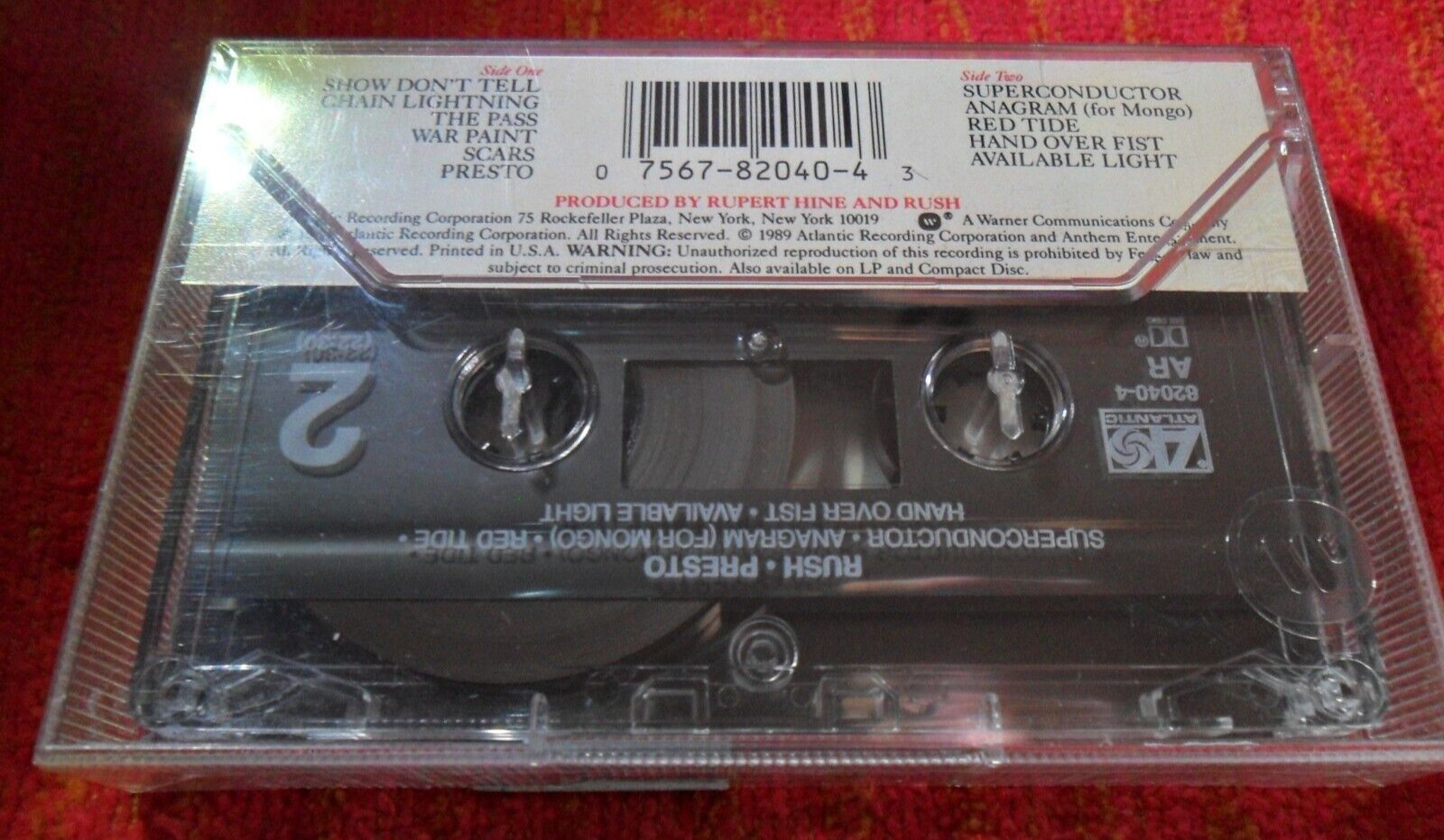 1989 RUSH – PRESTO – Original USA Issue ATLANTIC CASSETTE TAPE ~ SEALED MINT+NEW