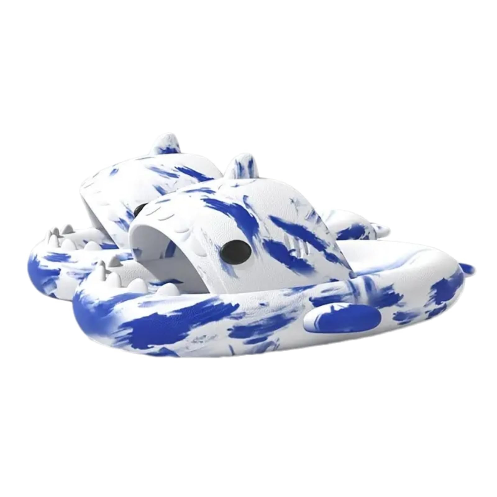 Allgala Shark Slides for Women Men Soft Cushioned Sandals Camo White Blue